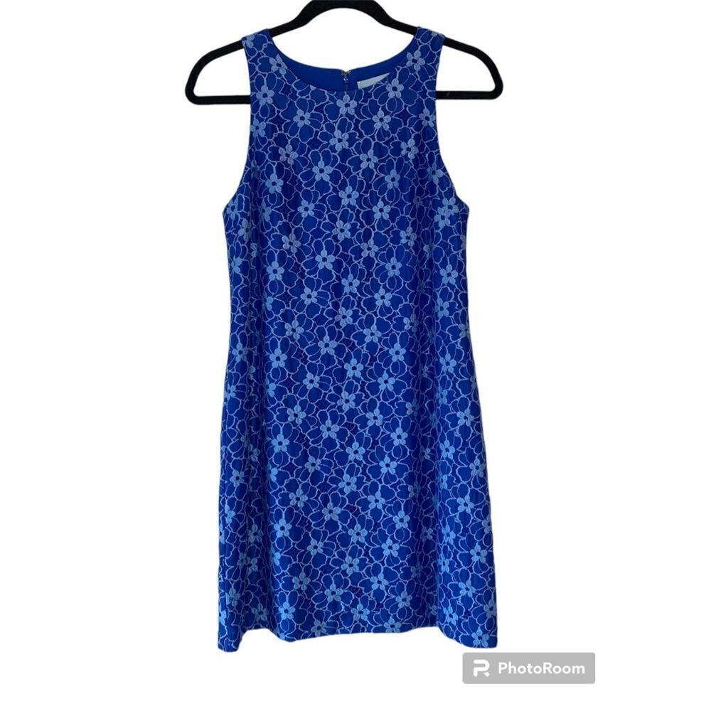 CeCe Blue Floral Sleeveless Dress